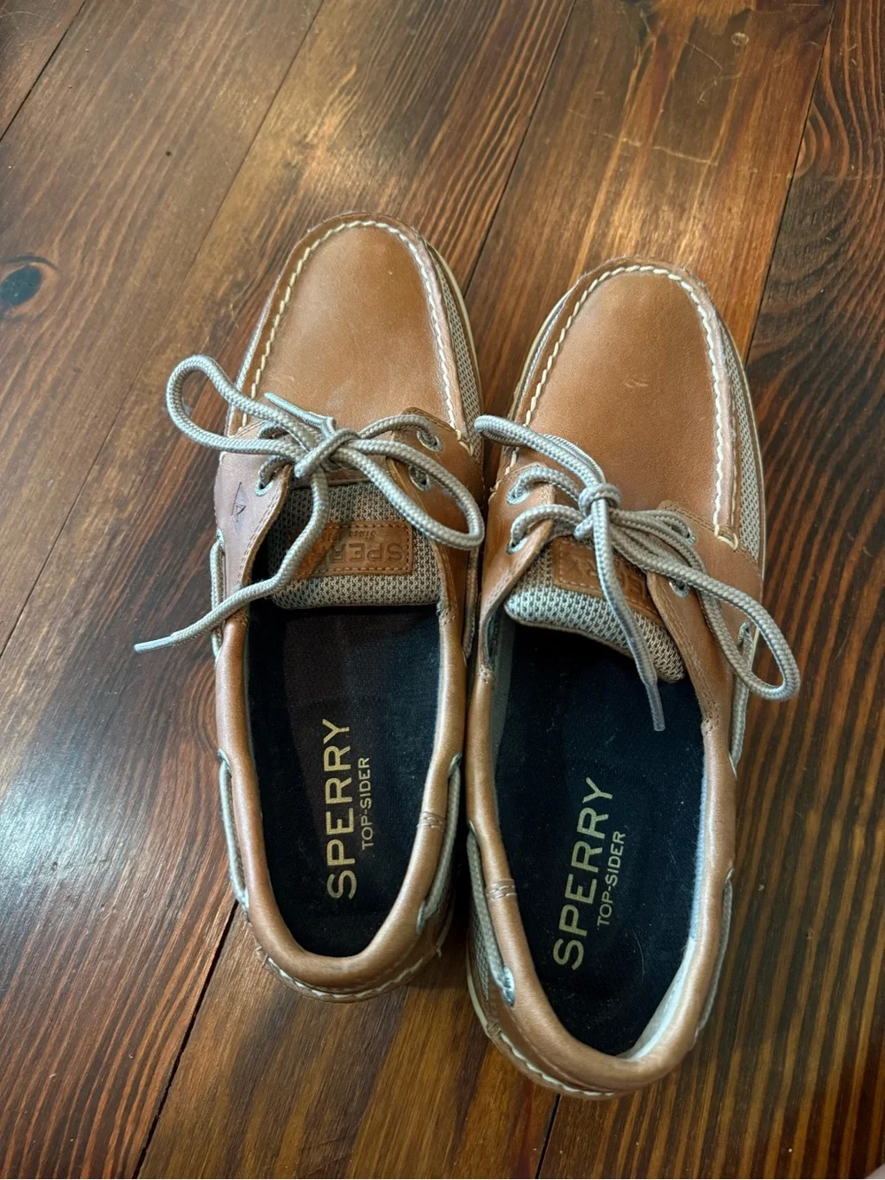 Sperry Men's Surveyor Tan Leather & Mesh 2-Eye Boat Shoe